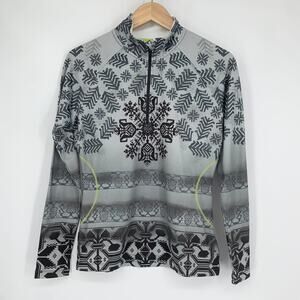 Athleta Sierra Half Zip Thermal Fair Isle Base Layer Snowflake Gray Pullover